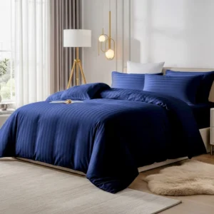 ชุดเครื่องนอน 3.5 ฟุต 4 ชิ้น CHARM ผ้าซาตินลายริ้ว สีกรม