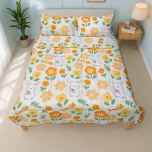 ชุดเครื่องนอน CHARM ลาย FLORAL BUNNY ขนาด 5 ฟุต 6 ชิ้น พร้อมผ้านวม รุ่น DREAMY